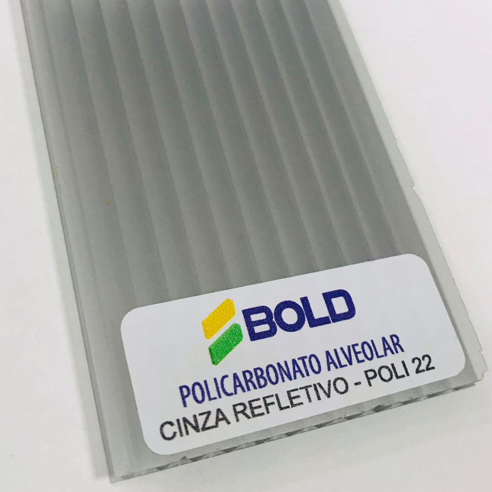 CHAPA DE POLICARBONATO  ALVEOLAR REFLETIVO  CINZA 1050X6000X10MM, , large